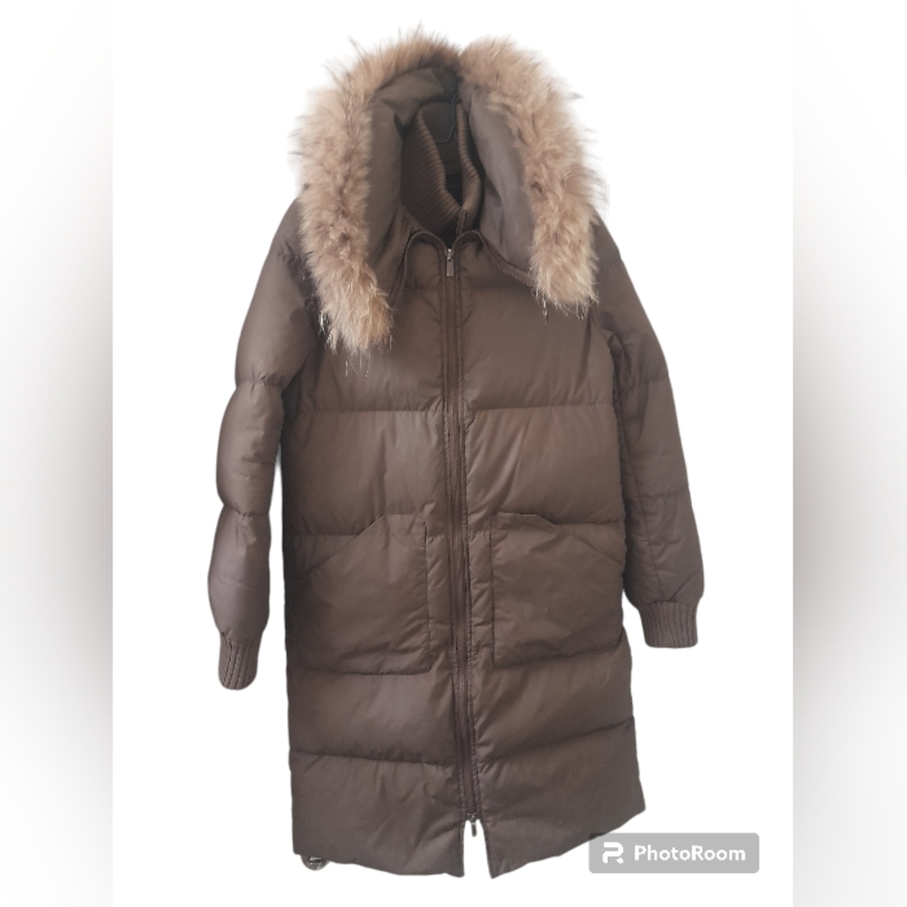 BCBG Maxazria - Womens Down Jacket - Brown/Taupe - Small